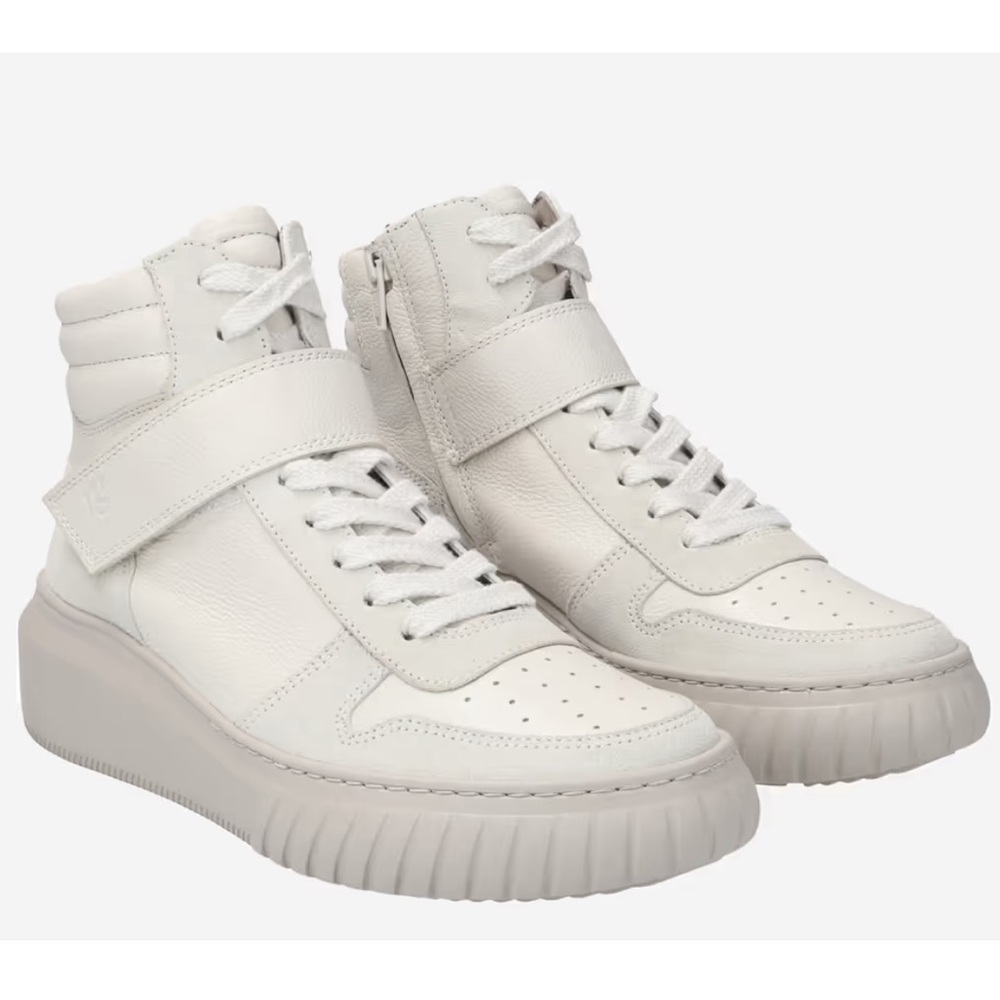 High top leather Sneaker. Women US 7 White Leather. UK 4 1/2.